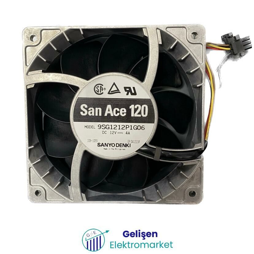 Sanyo Denki 9SG1212P1G06 Yüksek Amper 120x120x38mm 12v Dc 4 Amper Kompakt Fan